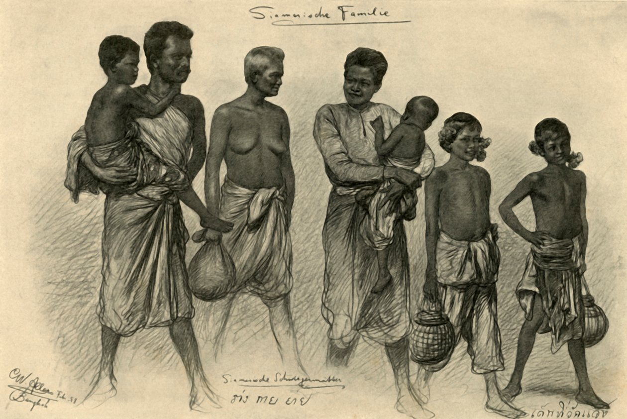 Siamská rodina, Bangkok, 1898. od Christian Wilhelm Allers