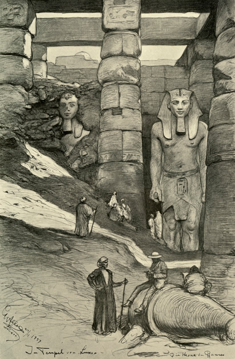 Sochy v chrámu Luxor, Egypt, 1898. od Christian Wilhelm Allers