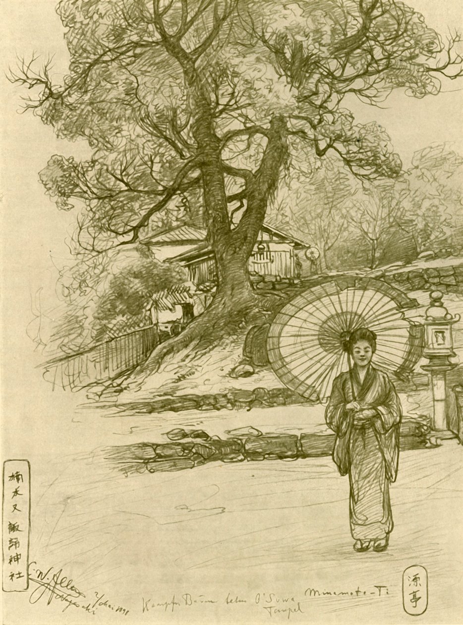 Žena se slunečníkem, Nagasaki, Japonsko, 1898. od Christian Wilhelm Allers