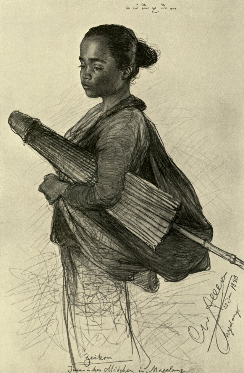 Mladá žena se slunečníkem, Magalang, Java, 1898. od Christian Wilhelm Allers