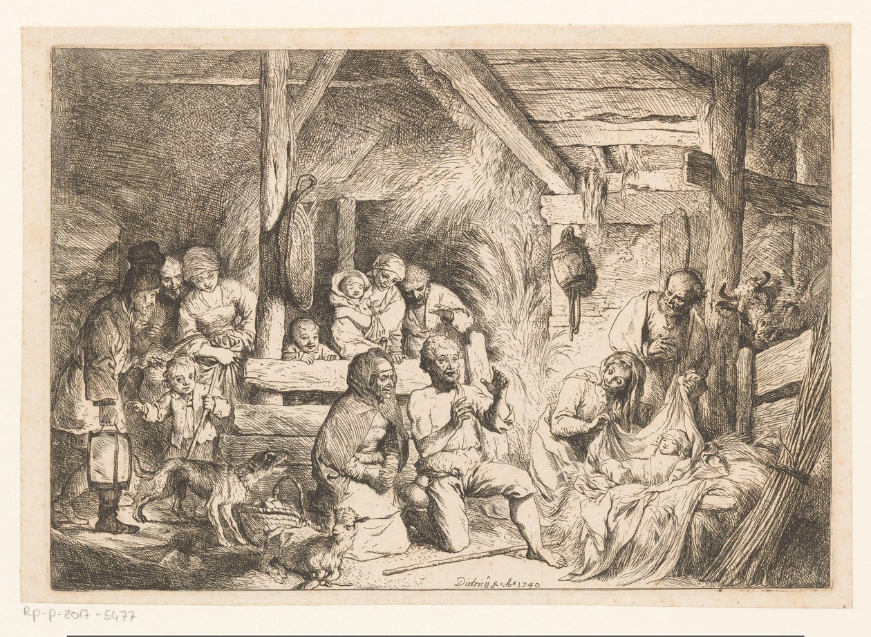 Klanění pastýřů od Christian Wilhelm Ernst Dietrich