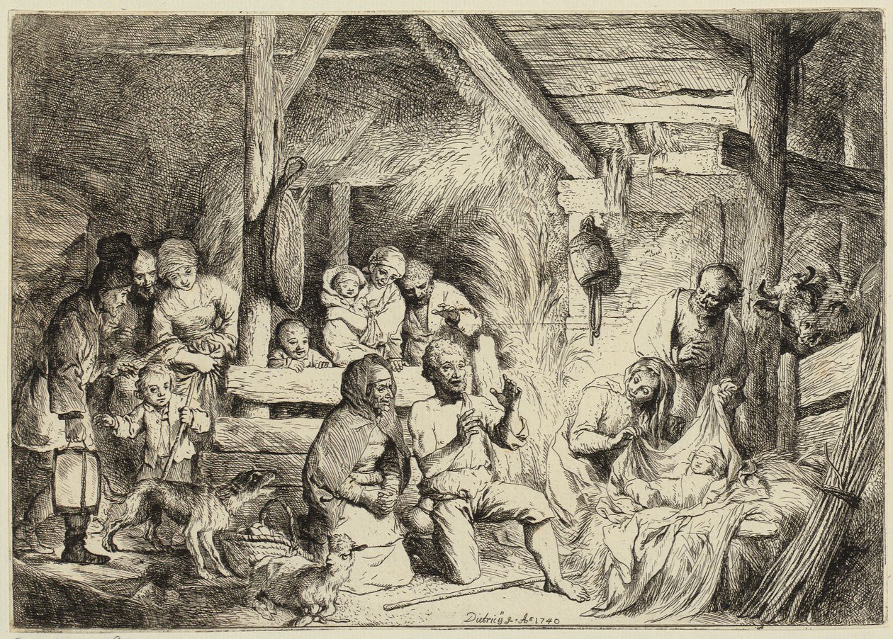 Klanění pastýřů od Christian Wilhelm Ernst Dietrich
