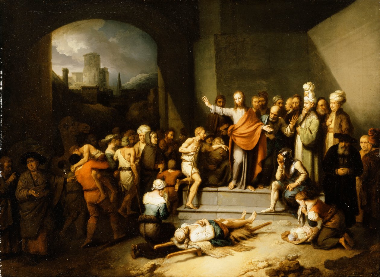Kristus uzdravující nemocné, od Christian Wilhelm Ernst Dietrich
