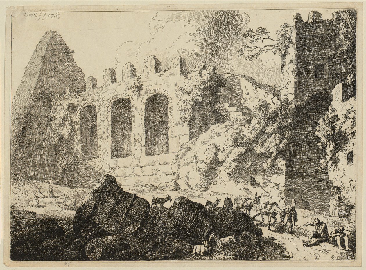 Velká krajina s pyramidou od Christian Wilhelm Ernst Dietrich
