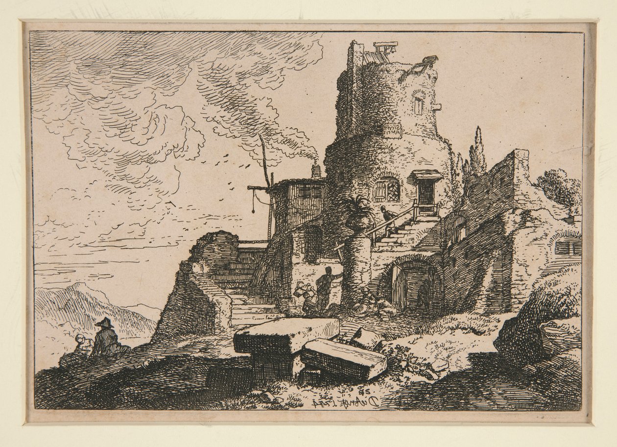 Krajina s věží od Christian Wilhelm Ernst Dietrich