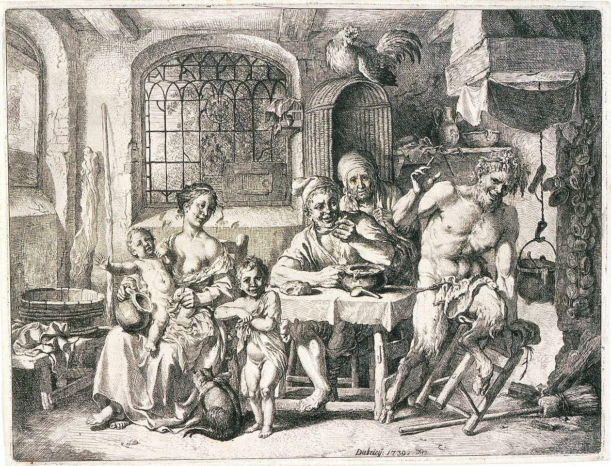 Satyr a rolníci od Christian Wilhelm Ernst Dietrich