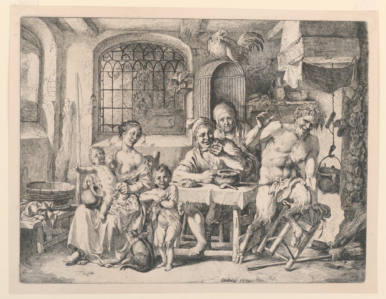 Satyr v Selském domě od Christian Wilhelm Ernst Dietrich