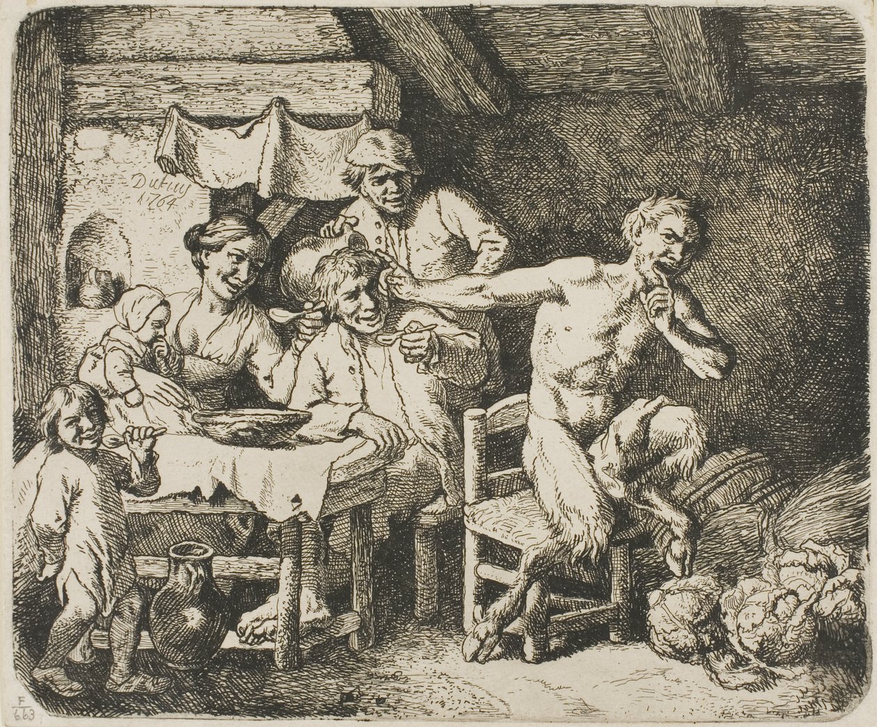 Satyr v selském domě od Christian Wilhelm Ernst Dietrich