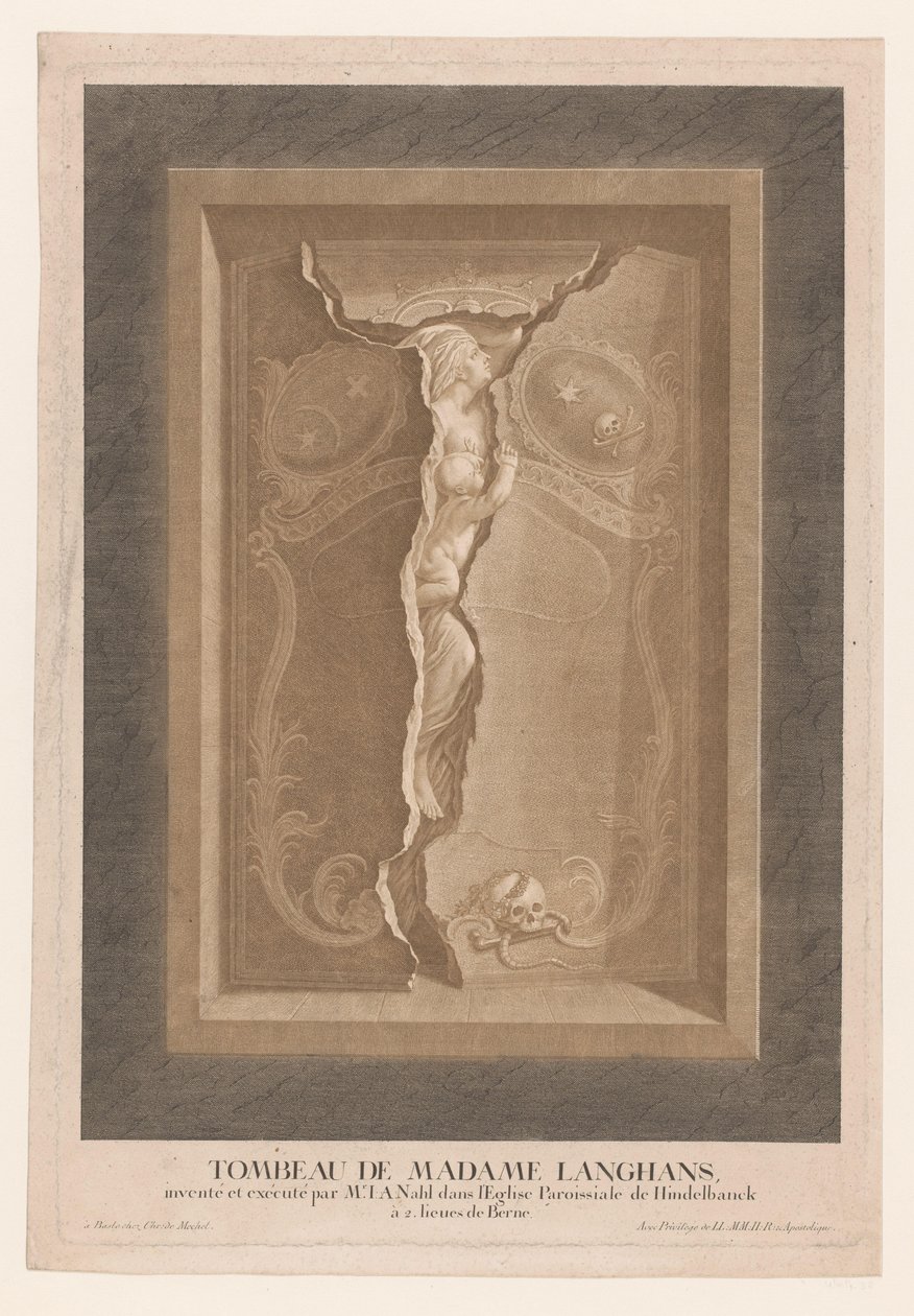 Hrobka Marie Magdaleny Langhansové v kostele Hindelbank Tombeau de Madame Langhans (...) (název na předmětu) od Christian von Mechel