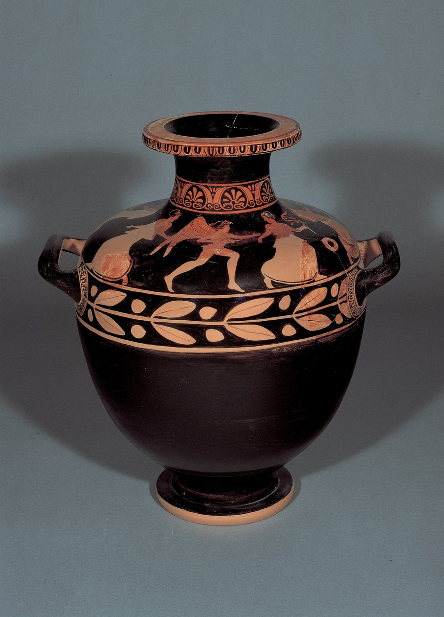 Podkrovní červenofigurová hydria zobrazující Boreas pronásledující Oreithyii, 440–430 př. n. l. (hlína) od Christie Painter attr. to Christie Painter attr. to