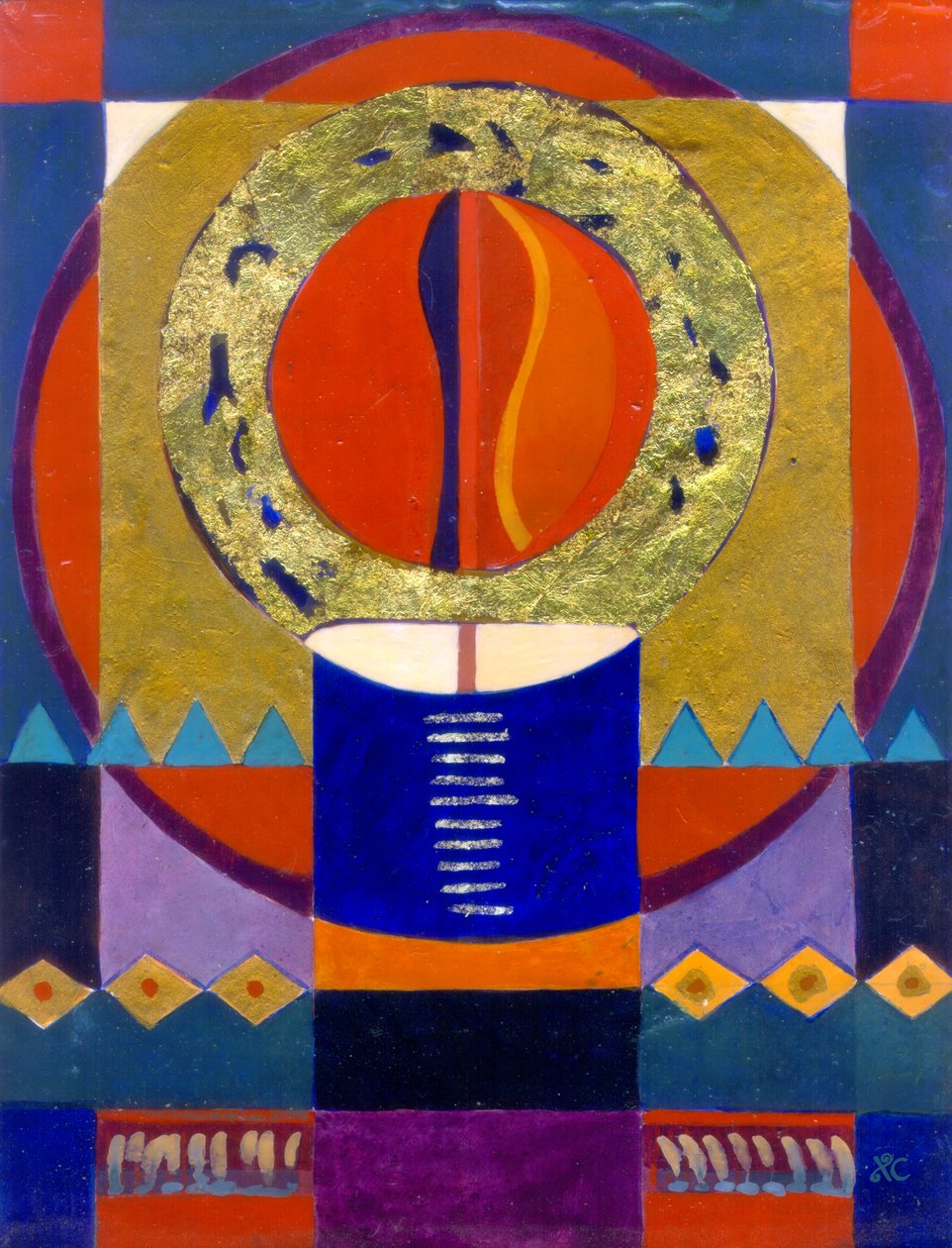 Věčný plamen, asi 2004 (vaječná tempera na desce s plátkovým zlatem) od Christina Saj