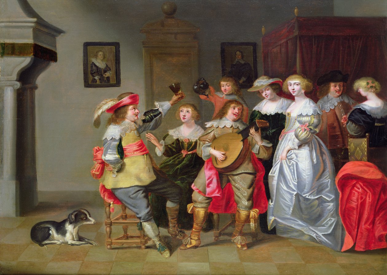Elegantní společnost Radost v interiéru od Christoffel Jacobsz van der Lamen