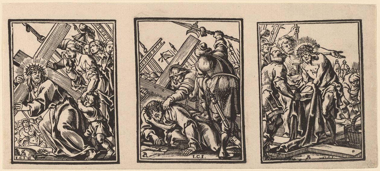 Tři scény na cestě na Kalvárii od Christoffel Jegher after Anthonis Sallaert