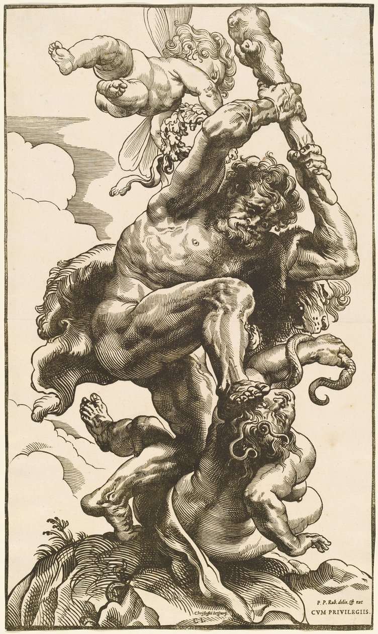 Herkules bojující proti zuřivosti a nesvornosti od Christoffel Jegher after Sir Peter Paul Rubens