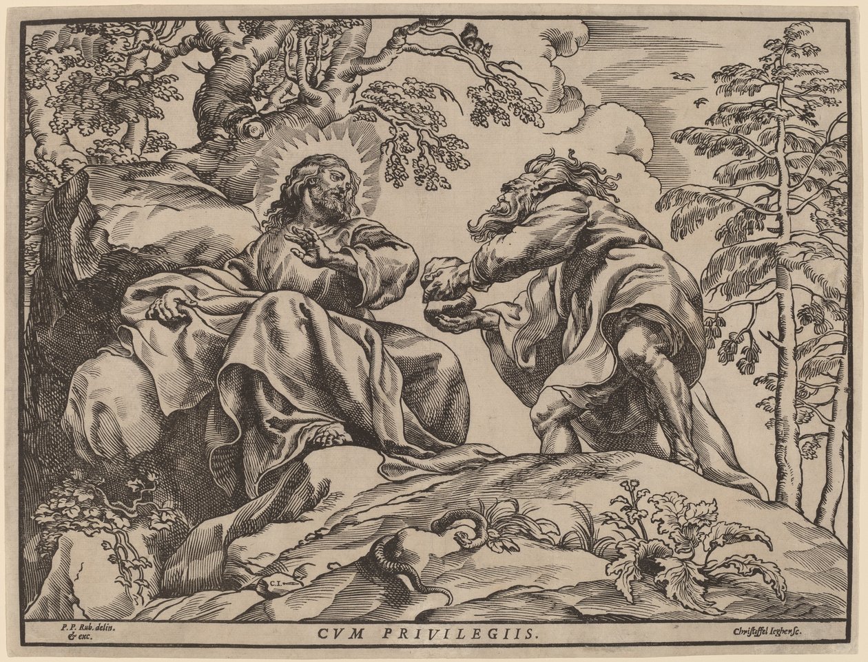 Pokušení Krista ďáblem od Christoffel Jegher after Sir Peter Paul Rubens