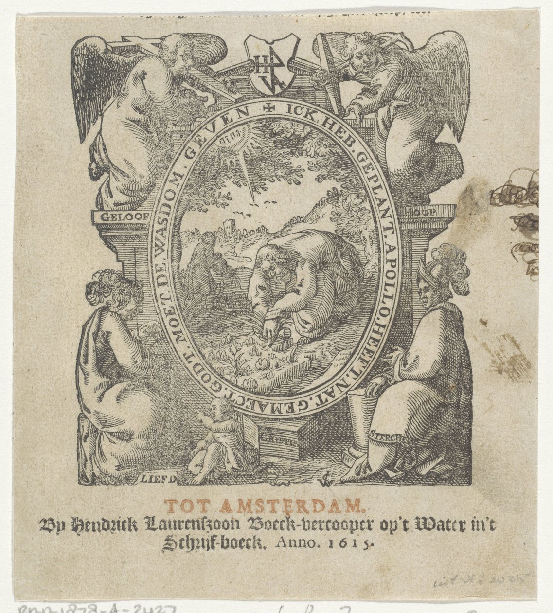 Titulní viněta s mužem, který pěstuje plodiny od Christoffel van Sichem (II) (possibly)