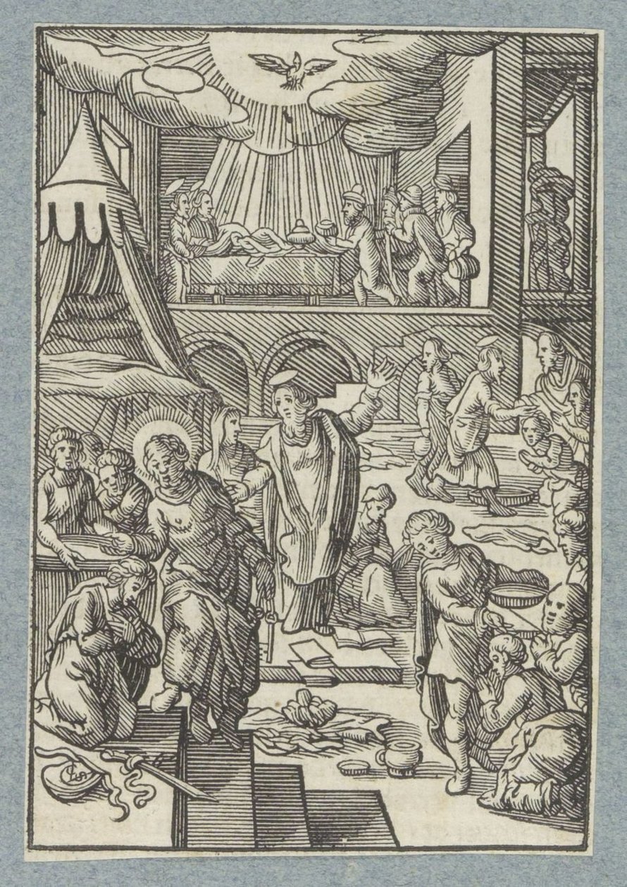 Apoštolové křtí nové věřící v Jeruzalémě od Christoffel van Sichem (II)