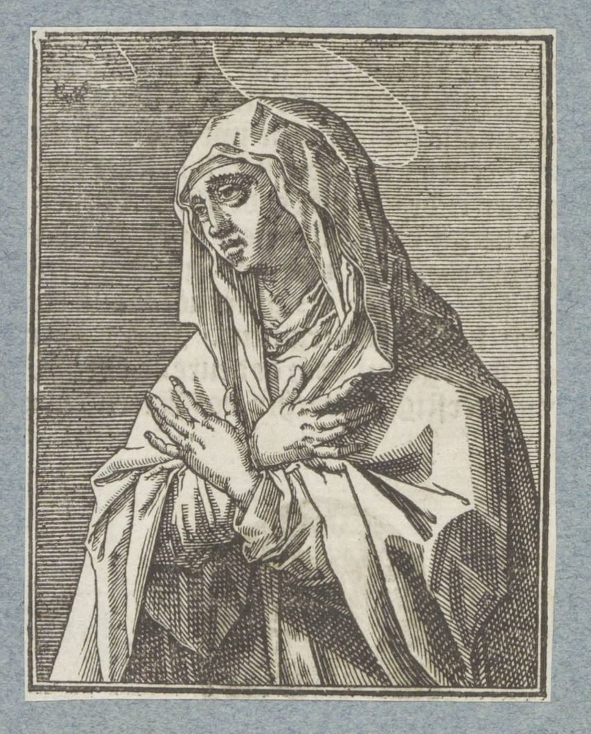 Truchlící Marie Kristus, Marie a dvanáct apoštolů (název série) od Christoffel van Sichem (II)