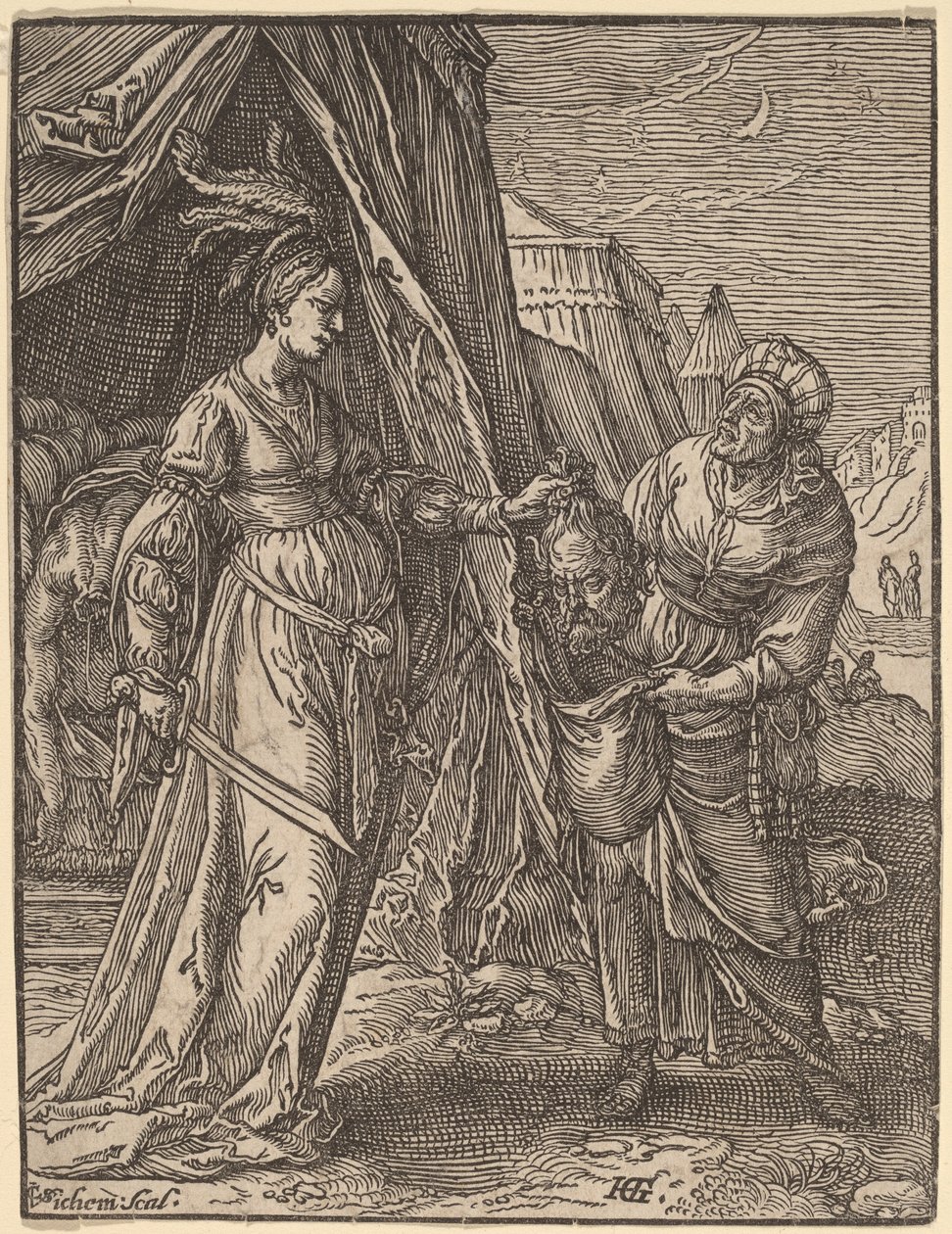 Judith s hlavou Holoferna od Christoffel van Sichem I, after Hendrik Goltzius
