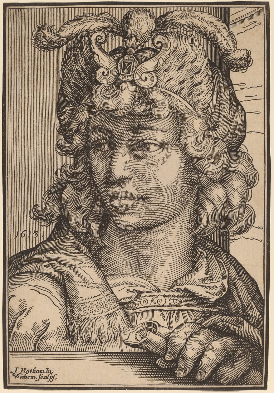 Busta mladého muže od Christoffel van Sichem I after Jacob Matham