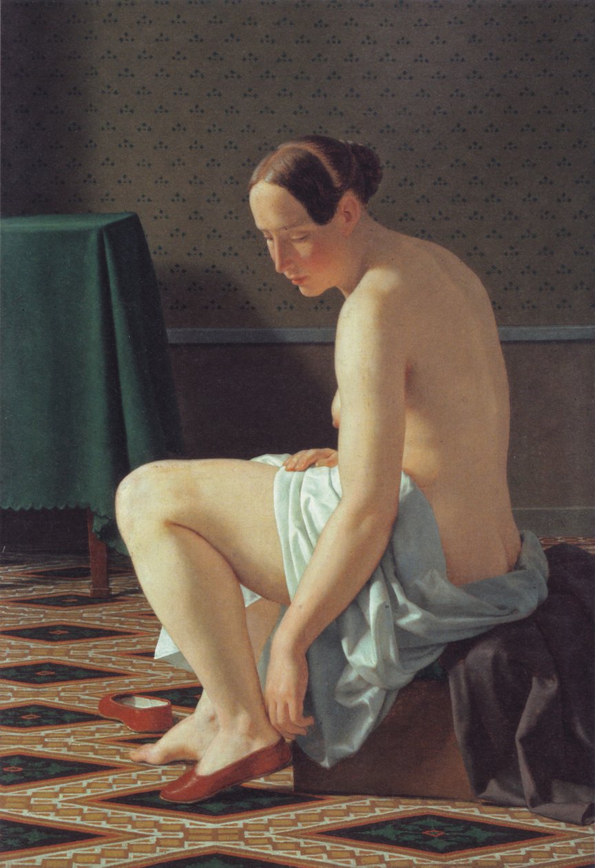 Žádná žena v procesu tahání pantofle pánev od Christoffer Wilhelm Eckersberg