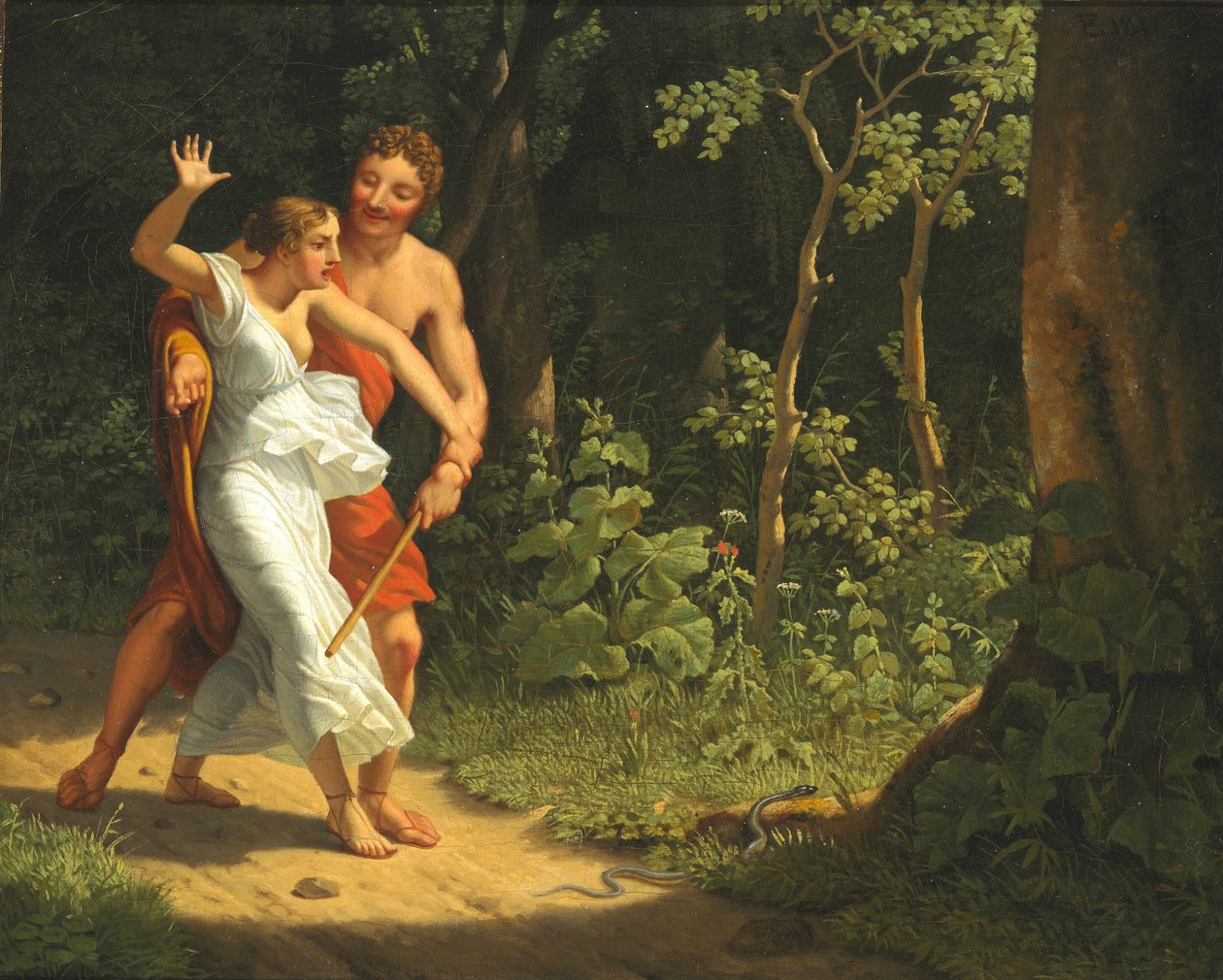 Scéna svádění v lese od Christoffer Wilhelm Eckersberg