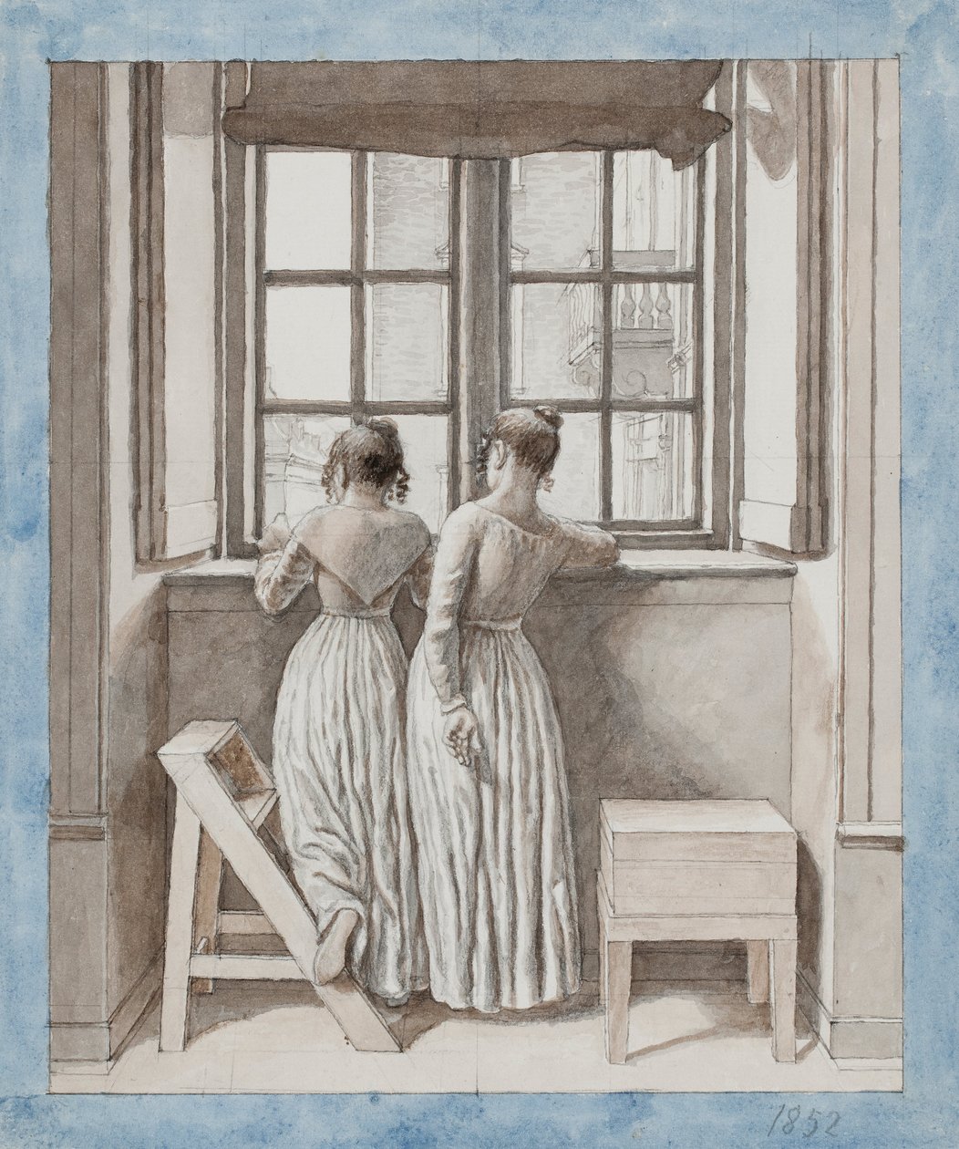 U okna v Artists Studio od Christoffer Wilhelm Eckersberg