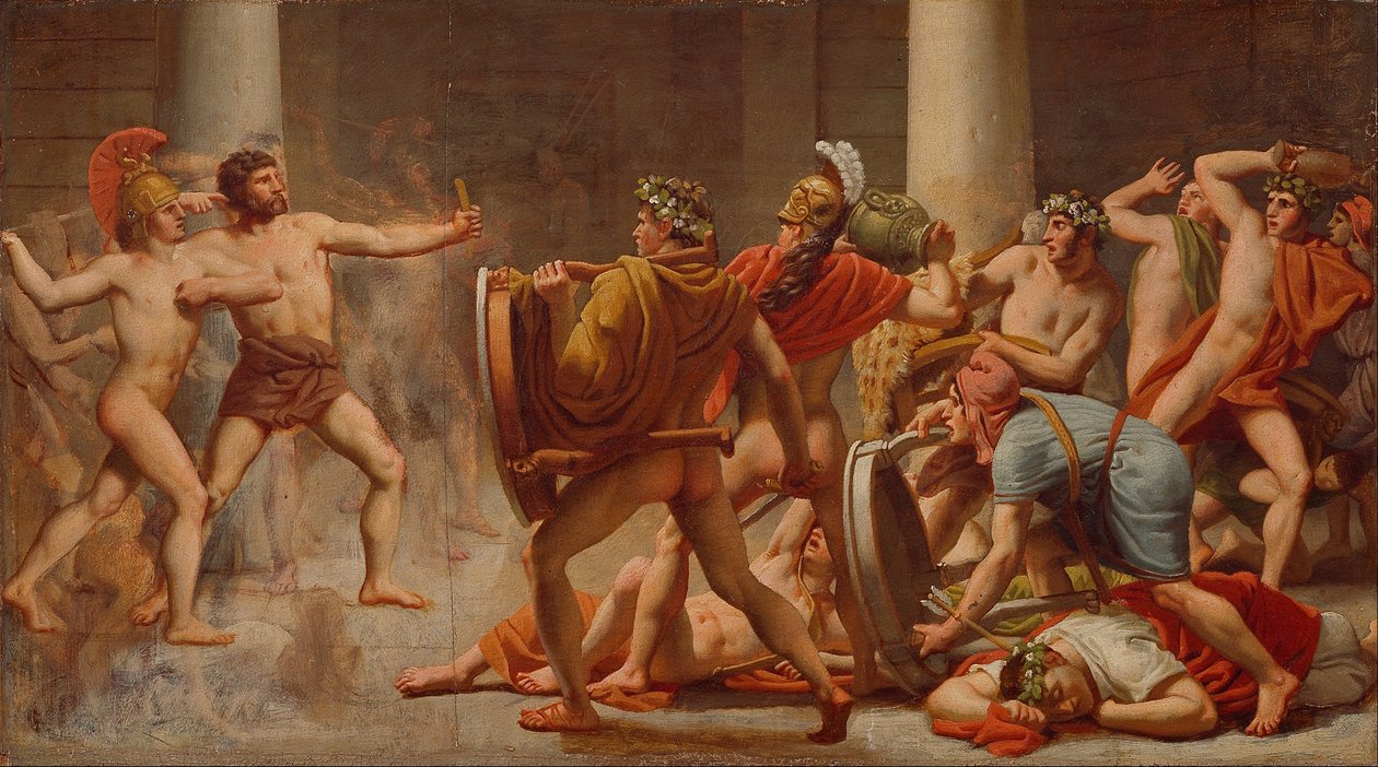 Ulysses se mstí Penelopiným nápadníkům od Christoffer Wilhelm Eckersberg