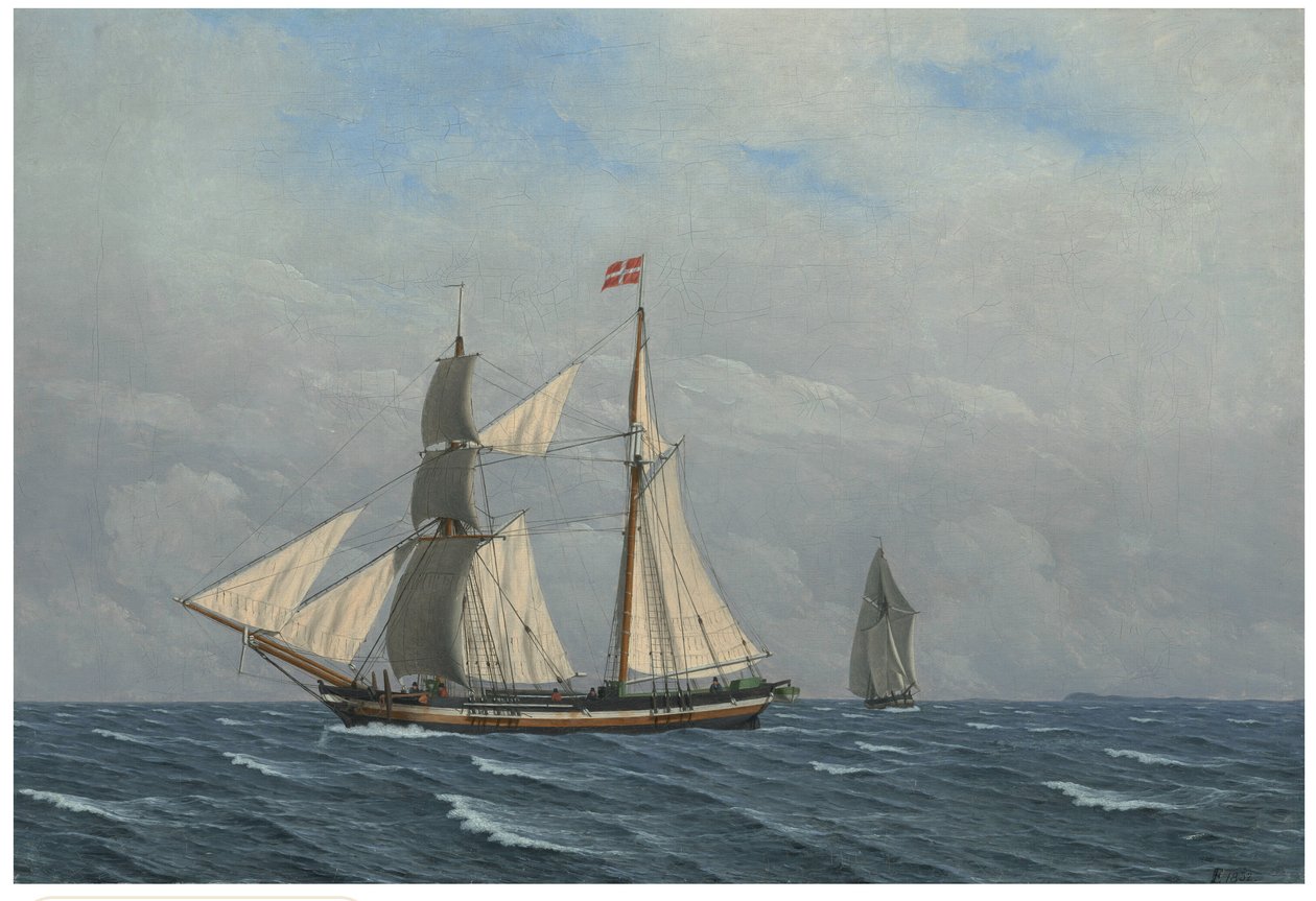 Plachetnice s plnými plachtami (En skonnert for fulde sejl) od Christoffer Wilhelm Eckersberg