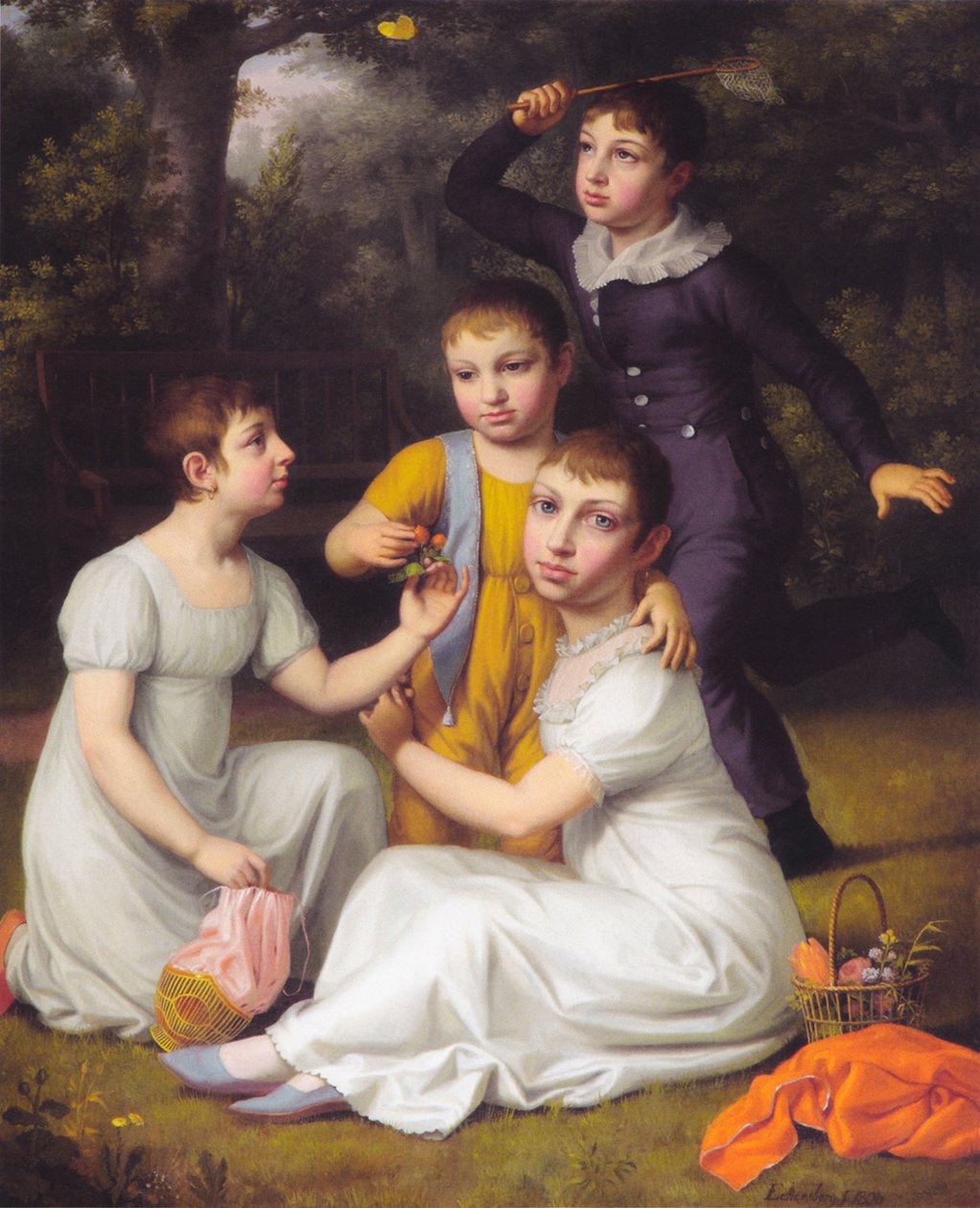 Portrét čtyř nejstarších dětí Johannese Søbøtkera v Hummeltofte. od Christoffer Wilhelm Eckersberg
