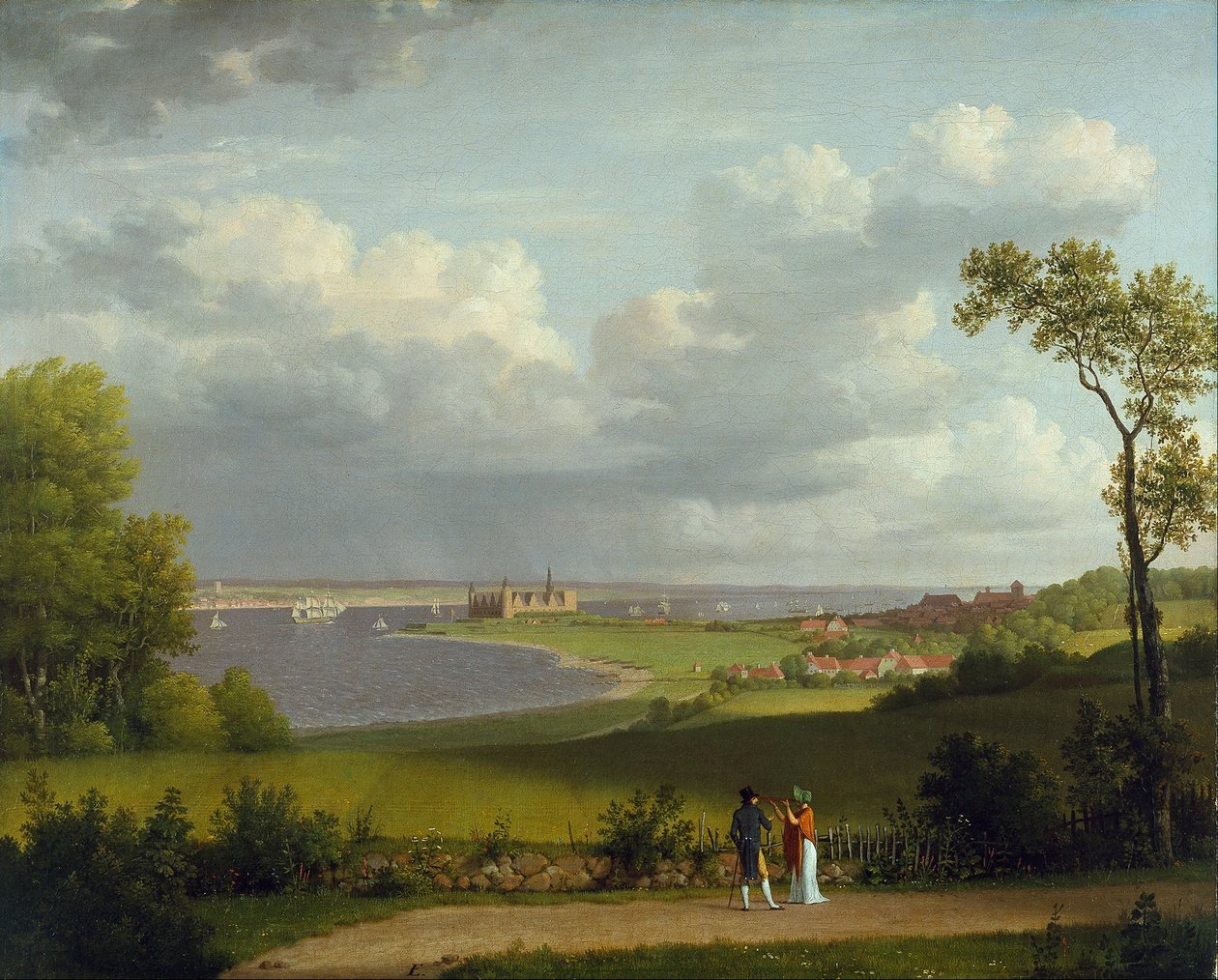 Pohled severně od hradu Kronborg od Christoffer Wilhelm Eckersberg