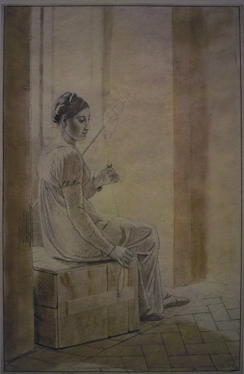Mladá Římanka sedící na dřevěné bedně od Christoffer Wilhelm Eckersberg
