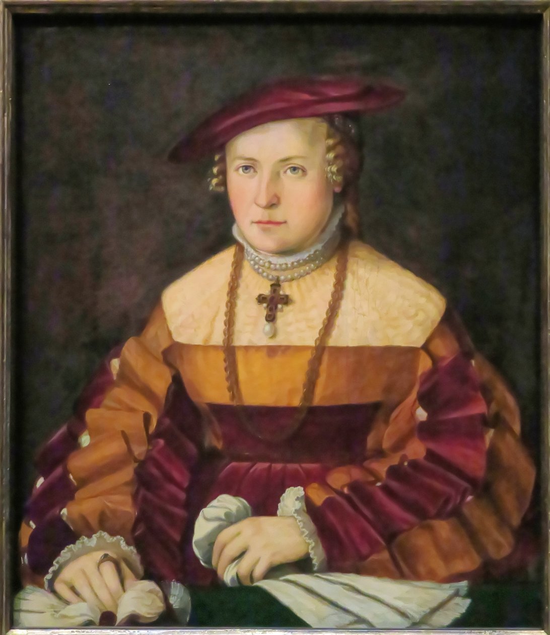 Německy: Bildnis der Ehefrau des Ulrich Ehinger, Ursula Meuting (zemř. 1588) (Portrét manželky Ulricha Ehingera, Ursula Meuting) Portrét manželky Ulricha Ehingera, Ursula Meuting od Christoph Amberger