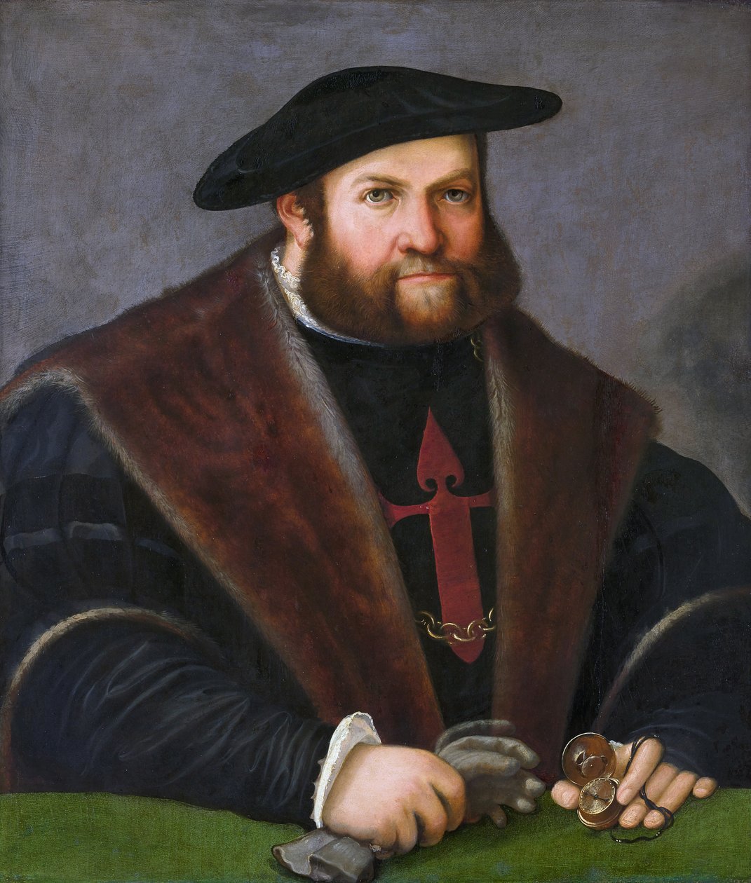Německy: Portrét Ulricha Ehingera (1485-1537) (Portrét rytíře ze Santiaga) Ulrich Ehinger jako rytíř řádu ze Santiaga od Christoph Amberger