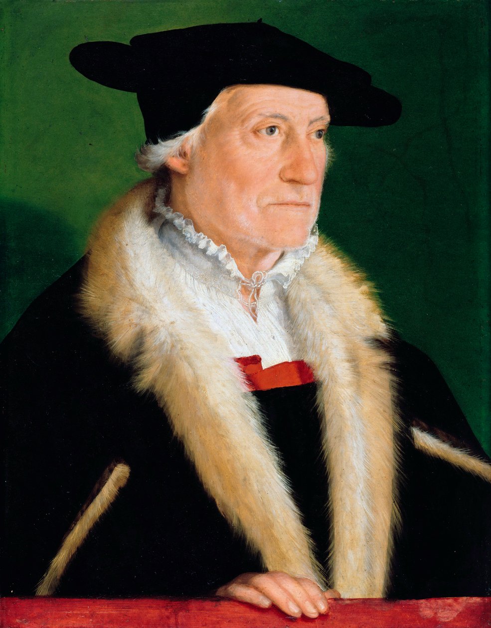 "" Portrét humanisty Němce Sebastiana Munstera "" (Portrét kosmografa Sebastiana Muenstera (1489-1552)) Malba Christopha Ambergera (verše 1500-1562), verš 1550 - Olej na dřevě Rozměr 55,8x43,3 cm Staatliche Museum , Berlín od Christoph Amberger