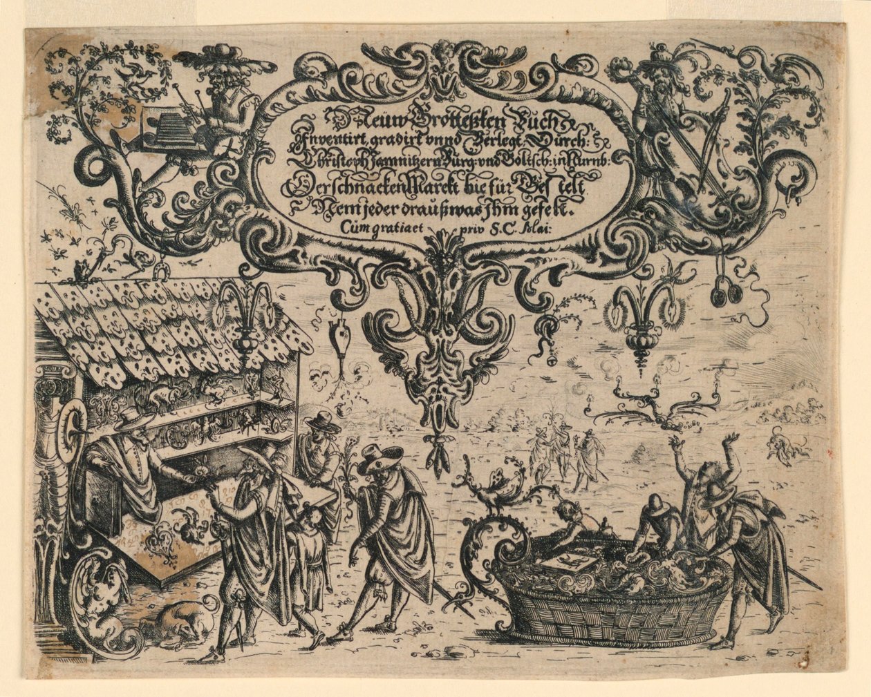 Titulní strana z Neüw Grotteßken Buch (Nová groteskní kniha) od Christoph Jamnitzer