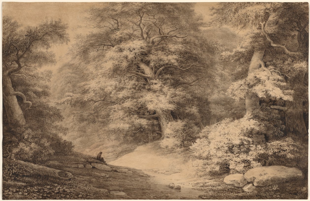 Bukové dřevo s odpočívajícím cestovatelem, 1803. od Christoph Nathe