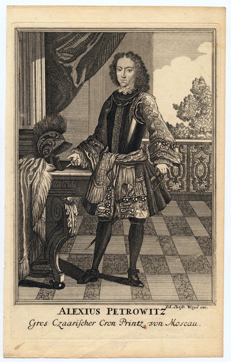 Portrét careviče Alexeje Petroviče z Ruska (1690-1718) (Alexis Petrovič Romanov) - Wiegel, Christoph (1654-1725) - 1710 - Mědirytina - 31,2x19,7 - Soukromá sbírka od Christoph Weigel