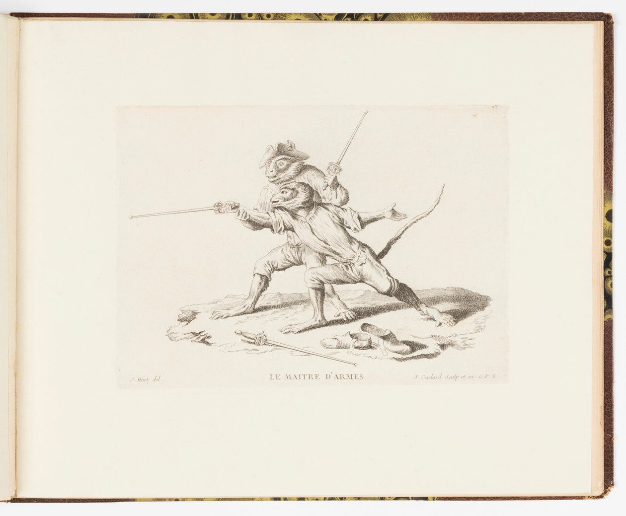 Plate 7, The Master of Arms, Monkey Antics nebo Různé činy lidského života reprezentované opicemi od Christophe Huet