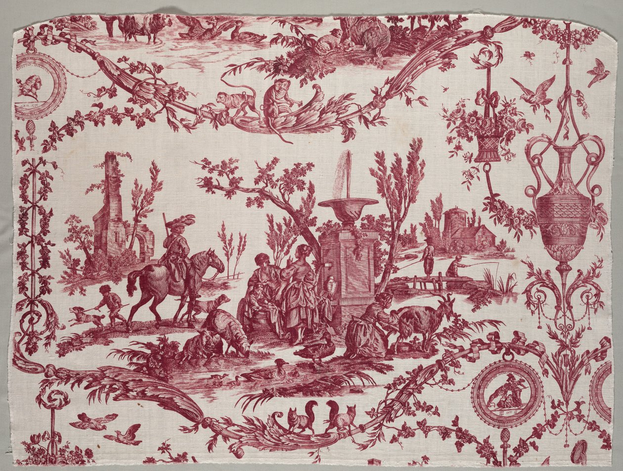 Fragmenty mědirytiny potištěné bavlny, c. 1789. od Christophe Philippe Oberkampf