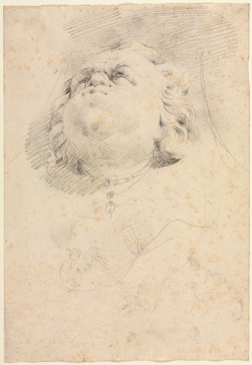 Náčrt hlav podle Giambolognovy Neptunovy fontány, c. 1654. od Christophe Veyrier