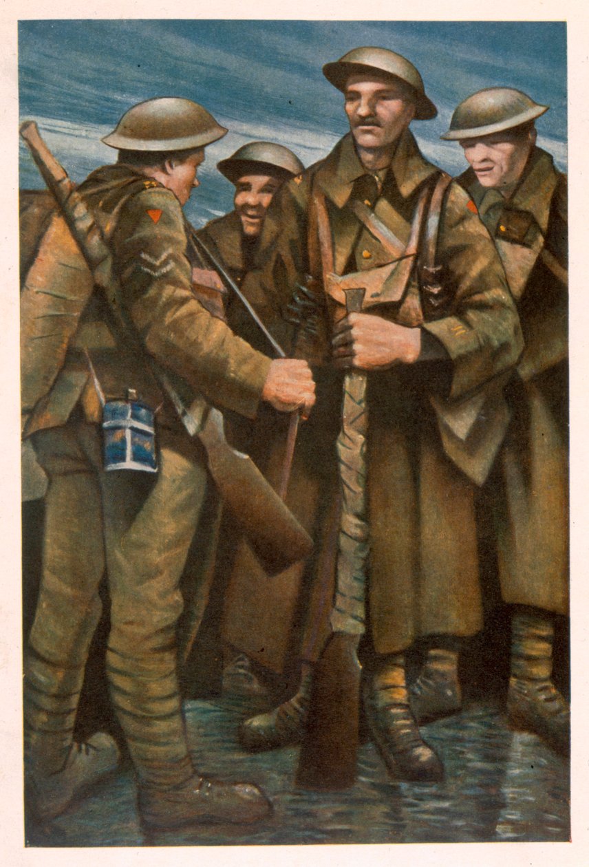 Skupina vojáků, od britských umělců na frontě, pokračování západní fronty, 1918 od Christopher Richard Wynne Nevinson