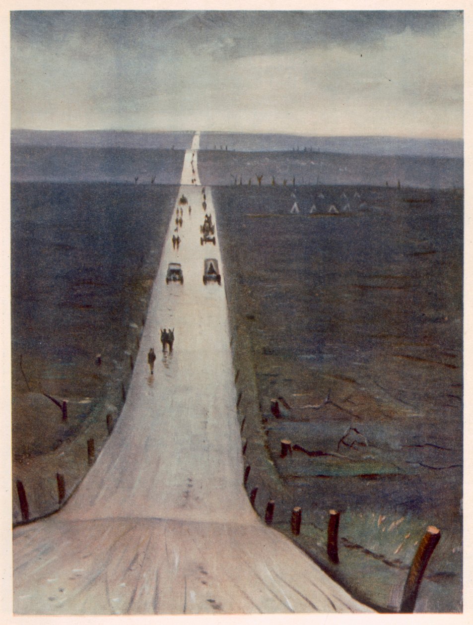 Cesta z Arrasu do Bapaume, od britských umělců na frontě, pokračování západní fronty, 1918 od Christopher Richard Wynne Nevinson