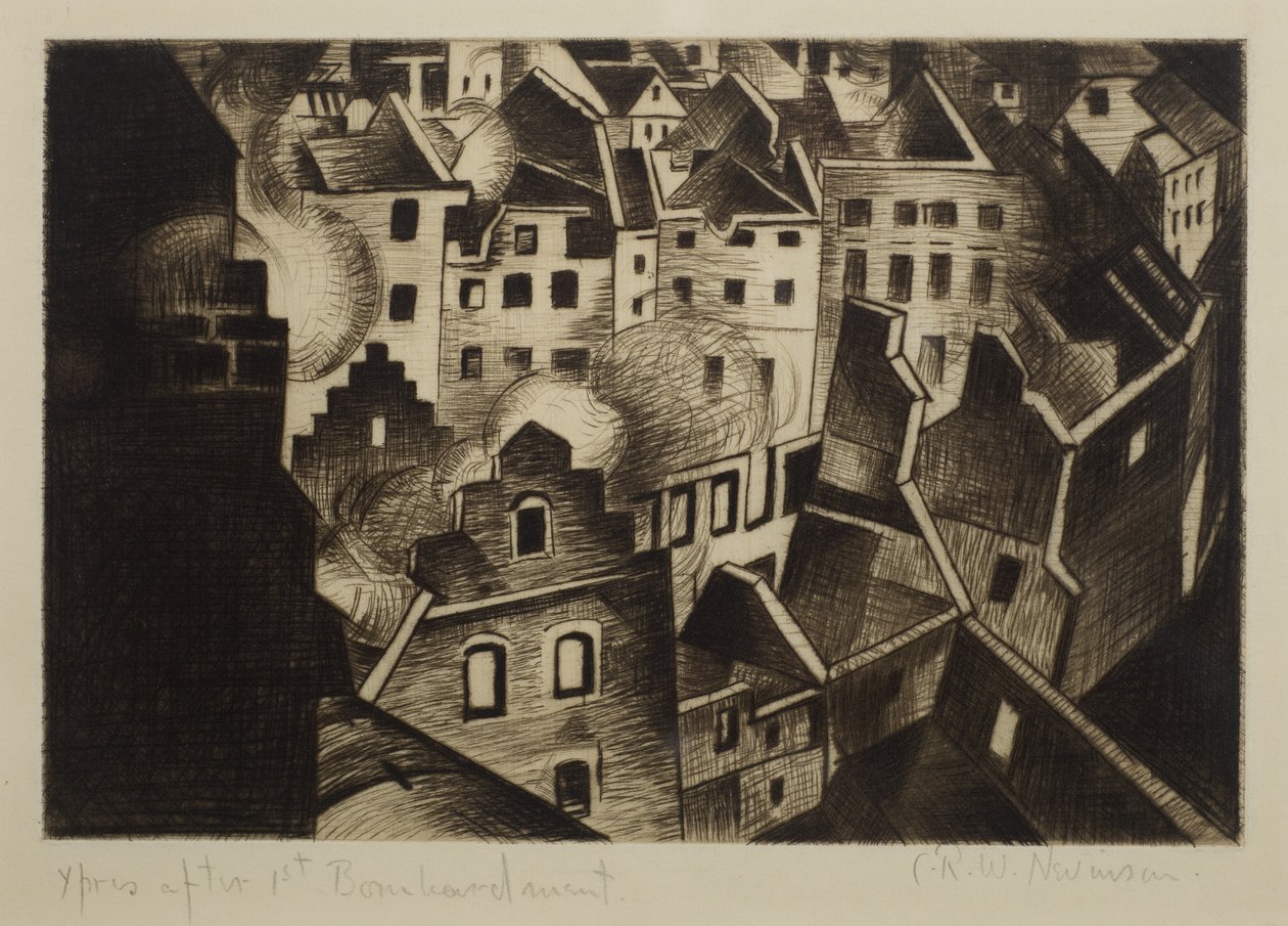 Ypres po 1. bombardování, 1916 (suchá jehla) od Christopher Richard Wynne Nevinson
