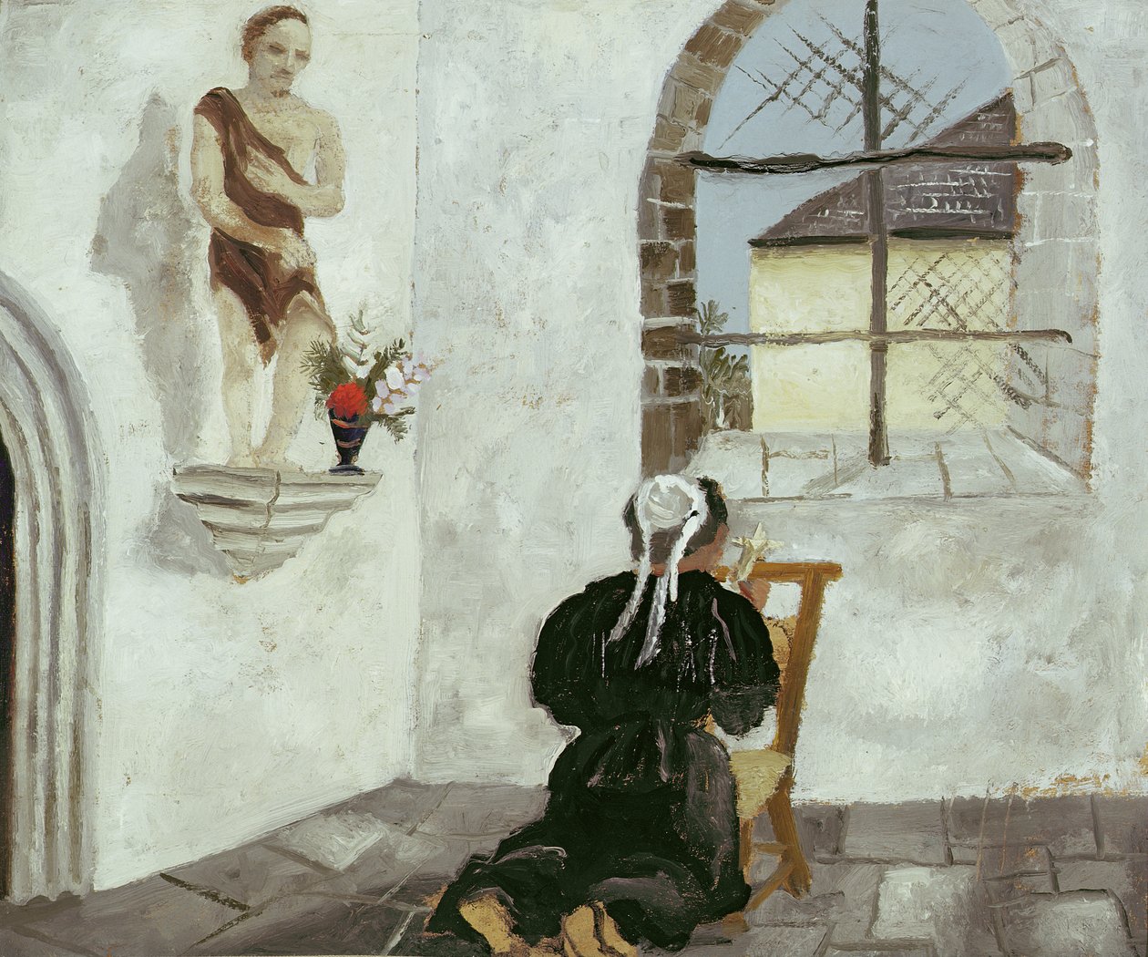 Bretonka při modlitbě (olej na kartě) od Christopher Wood