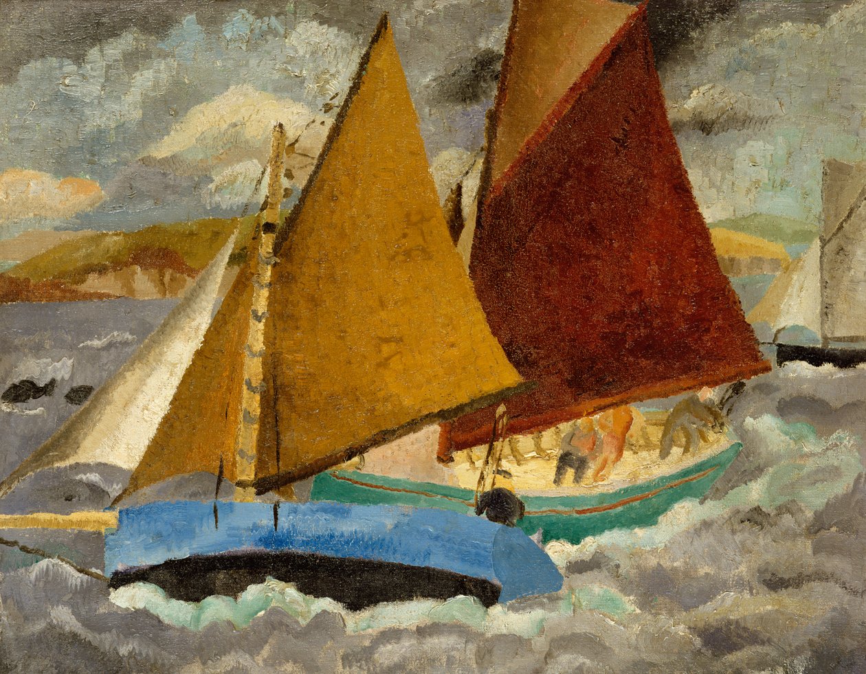 Yacht Race at Portscato, Cornwall, 1928 (namalováno na rubu 88535) od Christopher Wood