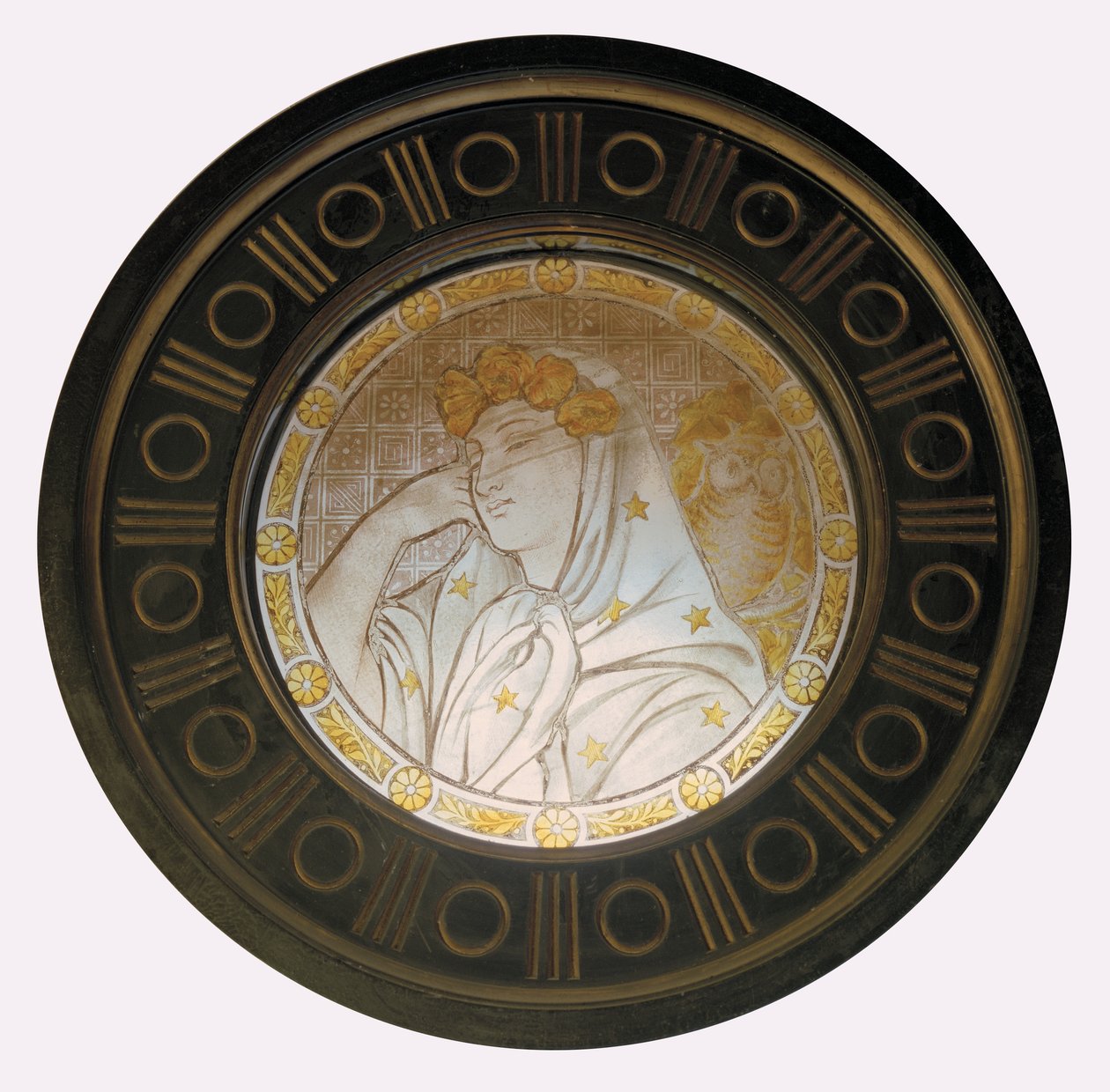 Noc, cca 1870 (barevné sklo) od Christopher Dresser