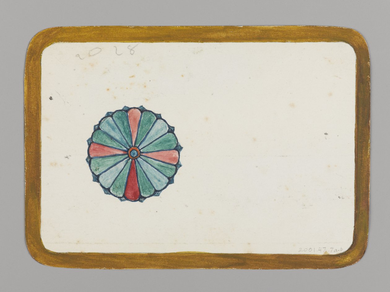 Stylizovaná chryzantéma (verze), cca 1880 (wc, černý inkoust a metalická barva přes grafit na velmi tenkém kartonu) od Christopher Grant La Farge