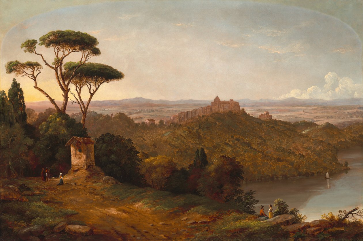 Hrad Gondolfo, jezero Albano, Itálie, 1852. od Christopher Pearse Cranch