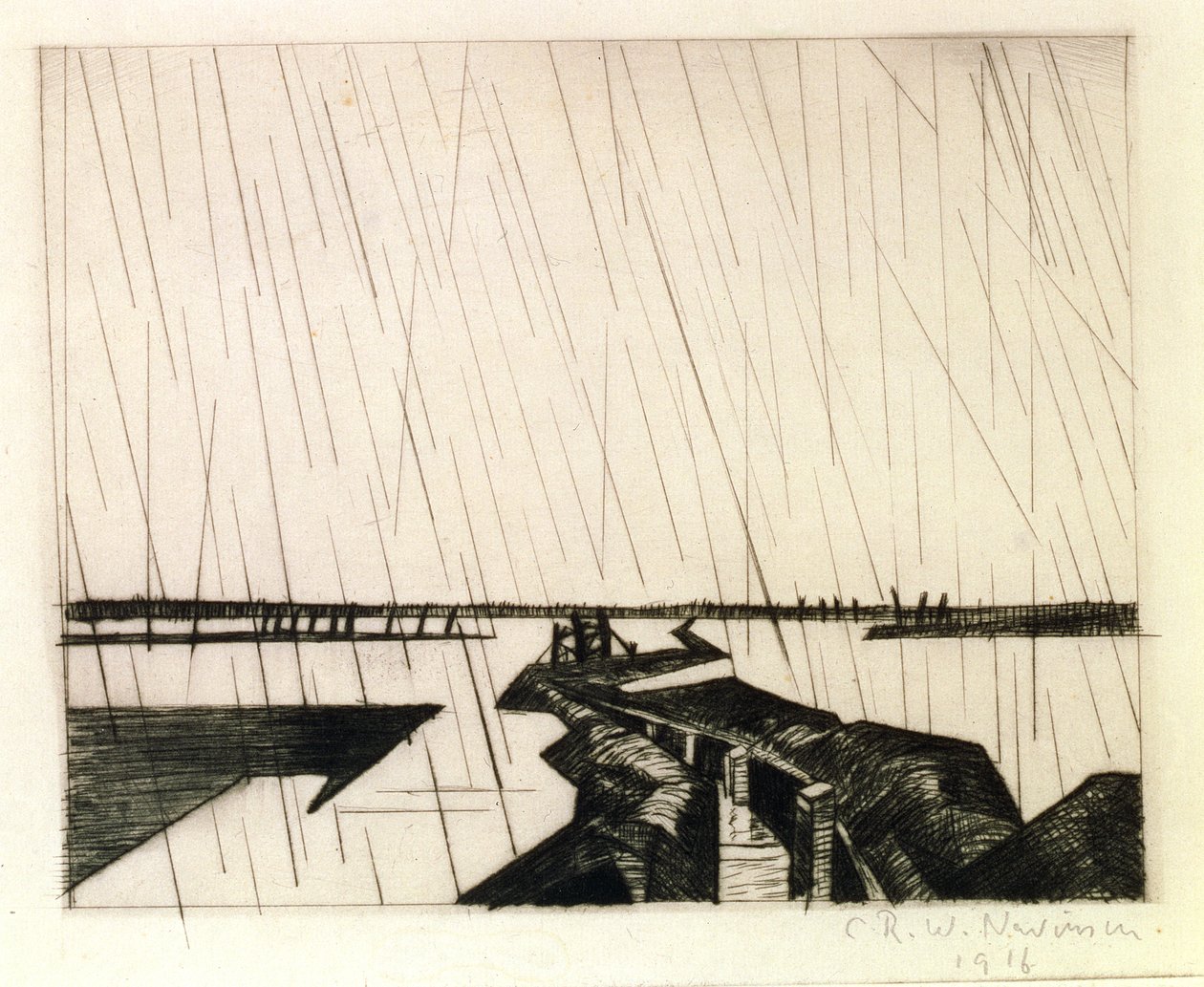 Zatopený příkop na Yser, 1916 (suchá jehla) od Christopher Richard Wynne Nevinson